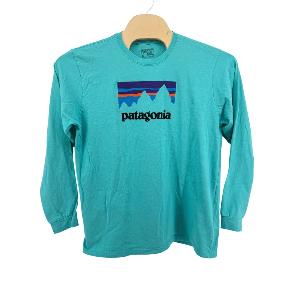 Patagonia Long Sleeve Men XL Pre-Owned T-Shirt Green Graphic 100% Organic Cotton